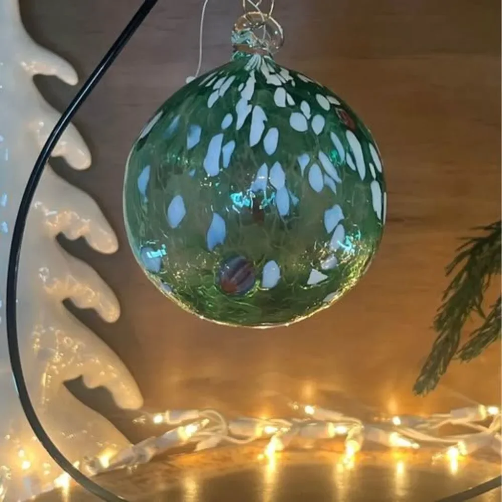 Handblown Murano Glass Witch Ball Ornament new with tags 3.5”